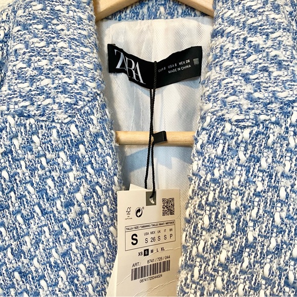 NWT Zara Double Breasted Textured Weave Blazer S - Picture 6 of 16